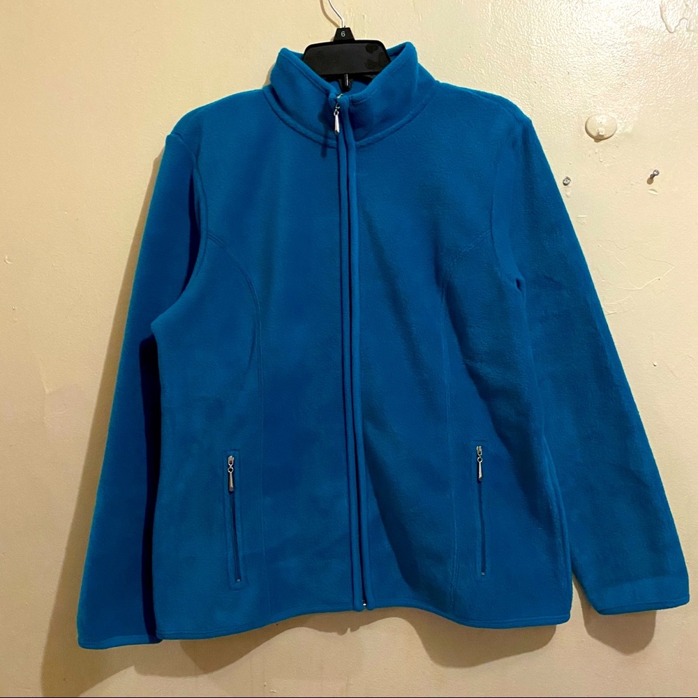 Karen Scott Blue Zeroproof Fleece Jacket Size M